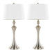 Flint 30' Contemporary Metal Table Lamp in Brushed Nickel with White Textured Slub Linen Shade and Built-In USB Port from Grandview Gallery by LumiSource - Set of 2 Default -DTYStore