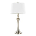 Flint 30' Contemporary Metal Table Lamp in Brushed Nickel with White Textured Slub Linen Shade and Built-In USB Port from Grandview Gallery by LumiSource - Set of 2 Default -DTYStore