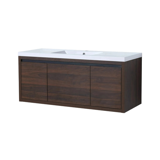 Floating 48' Bathroom Vanity with Resin Sink and Soft Close Doors, California Walnut, Plywood Default -DTYStore
