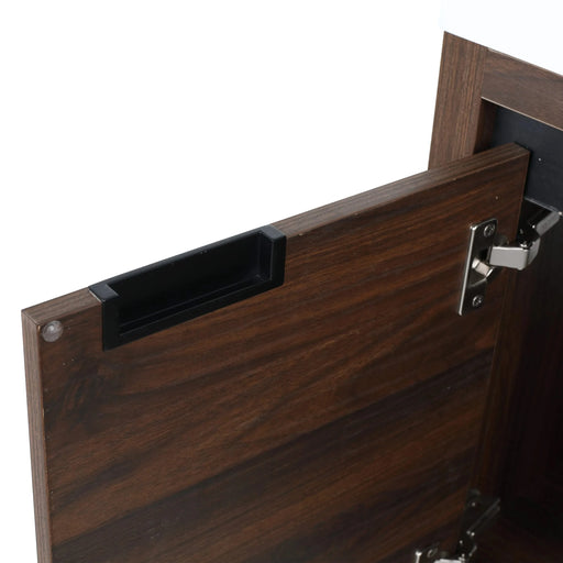 Floating 48' Bathroom Vanity with Resin Sink and Soft Close Doors, California Walnut, Plywood Default -DTYStore