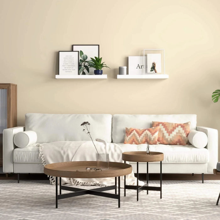 Floating Shelves Wall Mounted Set of 2, Modern White Shelves for Room Default -DTYStore