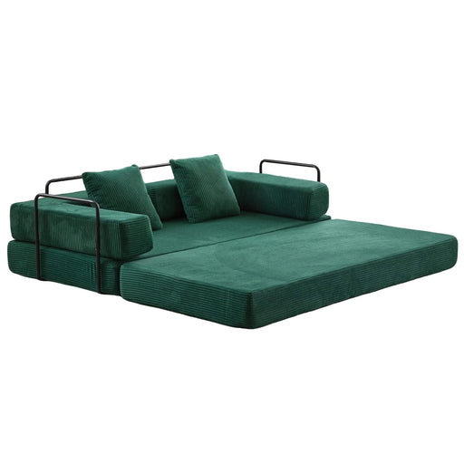 Floor Couch Compression Sofa Convertible Floor Sofa Bed with Pillow Back Support Dark Green -DTYStore