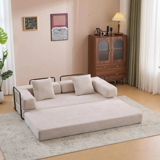 Floor Couch Compression Sofa Convertible Floor Sofa Bed with Pillow Back Support Light Grey -DTYStore