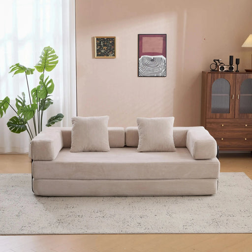 Floor Couch Compression Sofa Convertible Floor Sofa Bed with Pillow Back Support Light Grey -DTYStore