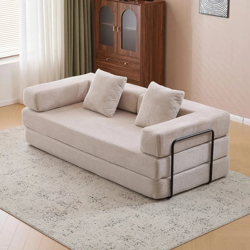 Floor Couch Compression Sofa Convertible Floor Sofa Bed with Pillow Back Support Light Grey -DTYStore