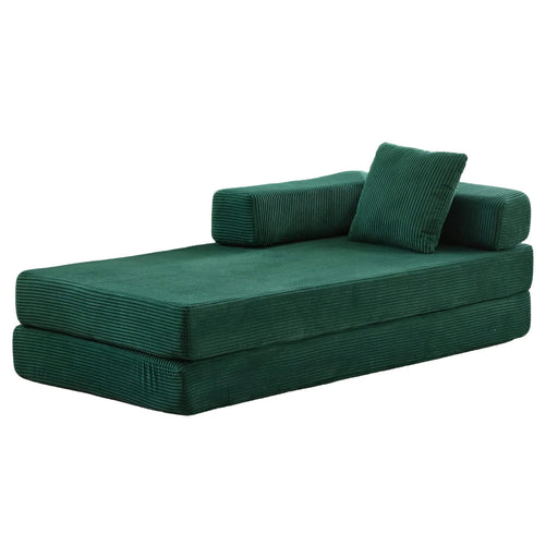 Floor Couch Compression Sofa Convertible Floor Sofa Bed with Pillow Back Support Dark Green -DTYStore