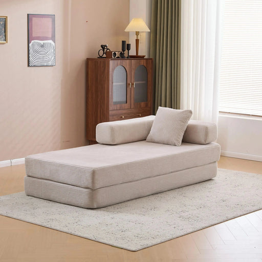 Floor Couch Compression Sofa Convertible Floor Sofa Bed with Pillow Back Support Light Grey -DTYStore