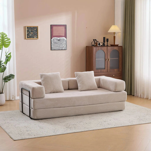 Floor Couch Compression Sofa Convertible Floor Sofa Bed with Pillow Back Support Light Grey -DTYStore