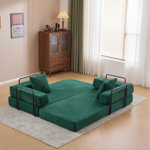 Floor Couch Compression Sofa Convertible Floor Sofa Bed with Pillow Back Support Dark Green -DTYStore