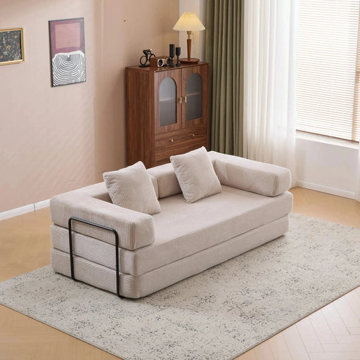 Floor Couch Compression Sofa Convertible Floor Sofa Bed with Pillow Back Support Light Grey -DTYStore