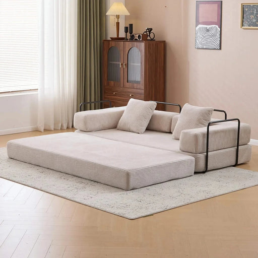 Floor Couch Compression Sofa Convertible Floor Sofa Bed with Pillow Back Support Light Grey -DTYStore