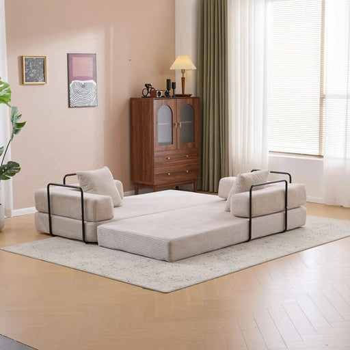 Floor Couch Compression Sofa Convertible Floor Sofa Bed with Pillow Back Support Light Grey -DTYStore