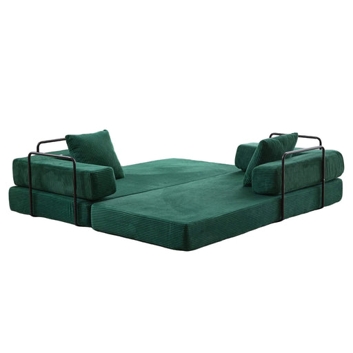 Floor Couch Compression Sofa Convertible Floor Sofa Bed with Pillow Back Support Dark Green -DTYStore