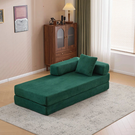 Floor Couch Compression Sofa Convertible Floor Sofa Bed with Pillow Back Support Dark Green -DTYStore