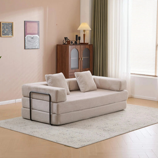 Floor Couch Compression Sofa Convertible Floor Sofa Bed with Pillow Back Support Light Grey -DTYStore