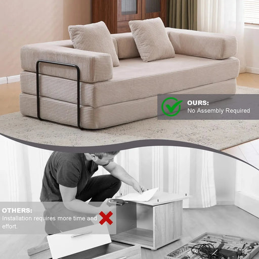Floor Couch Compression Sofa Convertible Floor Sofa Bed with Pillow Back Support Light Grey -DTYStore