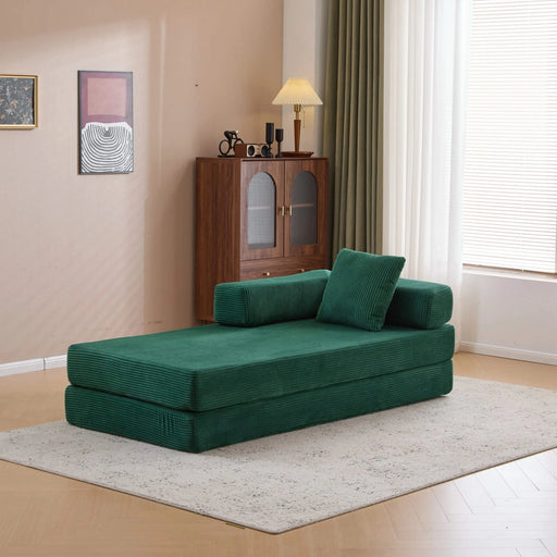 Floor Couch Compression Sofa Convertible Floor Sofa Bed with Pillow Back Support Dark Green -DTYStore