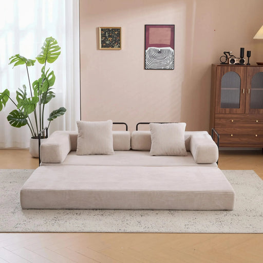 Floor Couch Compression Sofa Convertible Floor Sofa Bed with Pillow Back Support Light Grey -DTYStore