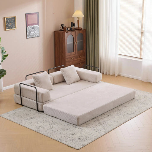 Floor Couch Compression Sofa Convertible Floor Sofa Bed with Pillow Back Support Light Grey -DTYStore
