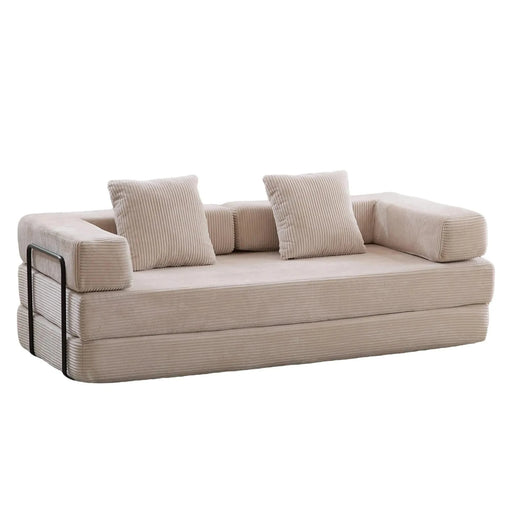 Floor Couch Compression Sofa Convertible Floor Sofa Bed with Pillow Back Support Light Grey -DTYStore