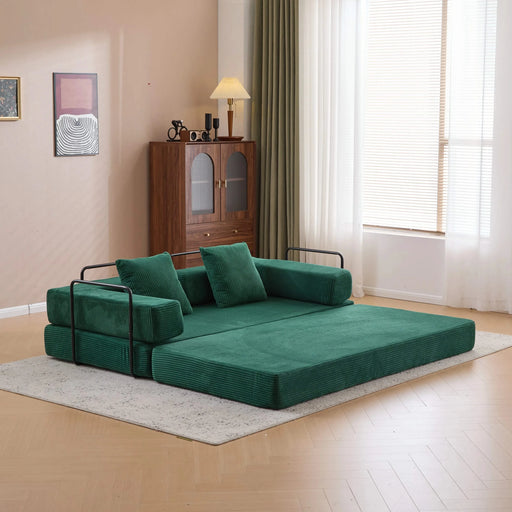 Floor Couch Compression Sofa Convertible Floor Sofa Bed with Pillow Back Support Dark Green -DTYStore