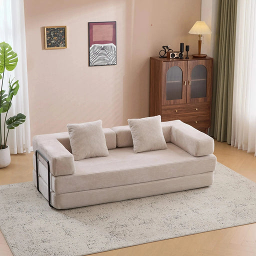 Floor Couch Compression Sofa Convertible Floor Sofa Bed with Pillow Back Support Light Grey -DTYStore