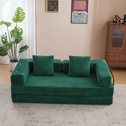Floor Couch Compression Sofa Convertible Floor Sofa Bed with Pillow Back Support Dark Green -DTYStore