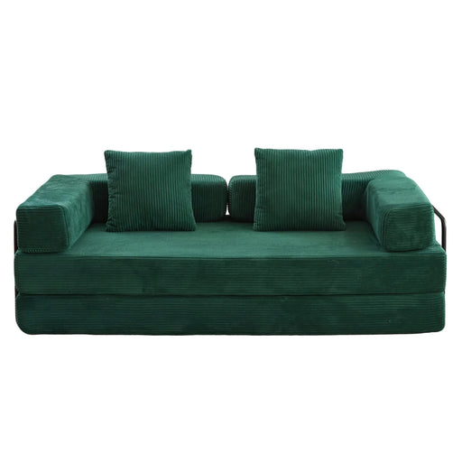 Floor Couch Compression Sofa Convertible Floor Sofa Bed with Pillow Back Support Dark Green -DTYStore