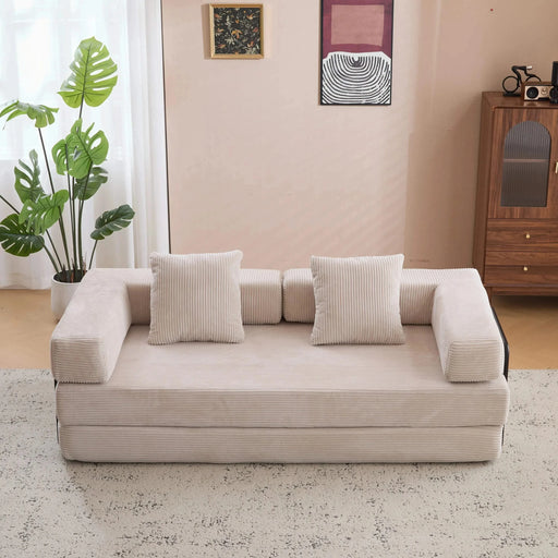 Floor Couch Compression Sofa Convertible Floor Sofa Bed with Pillow Back Support Light Grey -DTYStore