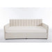 Flora Twin Upholstered Daybed with 2 Storage Drawers, Ivory Velvet with Ribbed Tufted Backrest, Modern Design Default -DTYStore