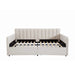 Flora Twin Upholstered Daybed with 2 Storage Drawers, Ivory Velvet with Ribbed Tufted Backrest, Modern Design Default -DTYStore