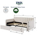 Flora Twin Upholstered Daybed with 2 Storage Drawers, Ivory Velvet with Ribbed Tufted Backrest, Modern Design Default -DTYStore
