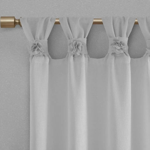 Floral Embellished Cuff Tab Top Solid Curtain Panel(Only 1 Pc Panel) Default -DTYStore