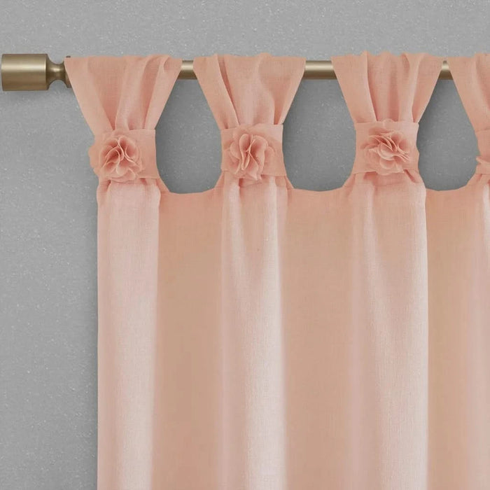 Floral Embellished Cuff Tab Top Solid Curtain Panel(Only 1 Pc Panel) Default -DTYStore