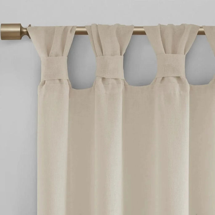 Floral Embellished Cuff Tab Top Solid Curtain Panel(Only 1 Pc Panel) Default -DTYStore