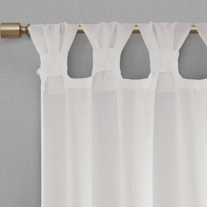 Floral Embellished Cuff Tab Top Solid Curtain Panel(Only 1 Pc Panel) Default -DTYStore