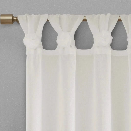 Floral Embellished Cuff Tab Top Solid Curtain Panel(Only 1 Pc Panel) Default -DTYStore