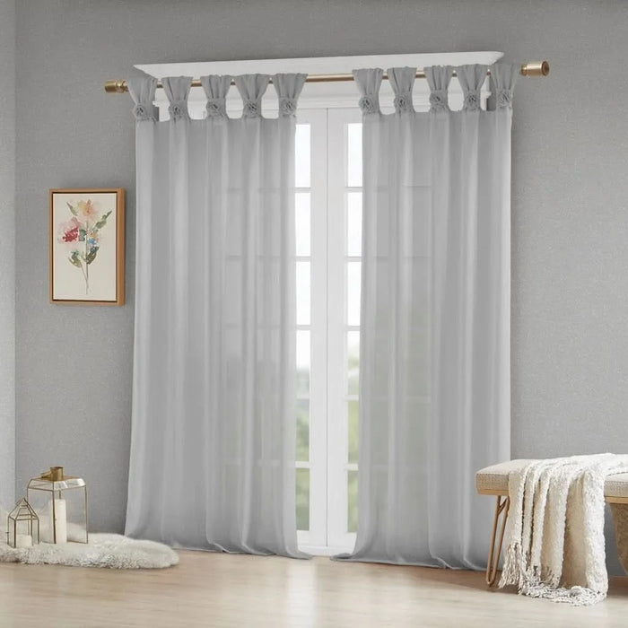 Floral Embellished Cuff Tab Top Solid Curtain Panel(Only 1 Pc Panel)- DTY Store