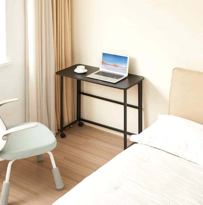 Folding Desk Small Foldable Desk for Small Space, 31.5 Inches Writing Computer Desk in Study, Home Office Foldable Office Desk for Bedroom 80*40,black Default -DTYStore