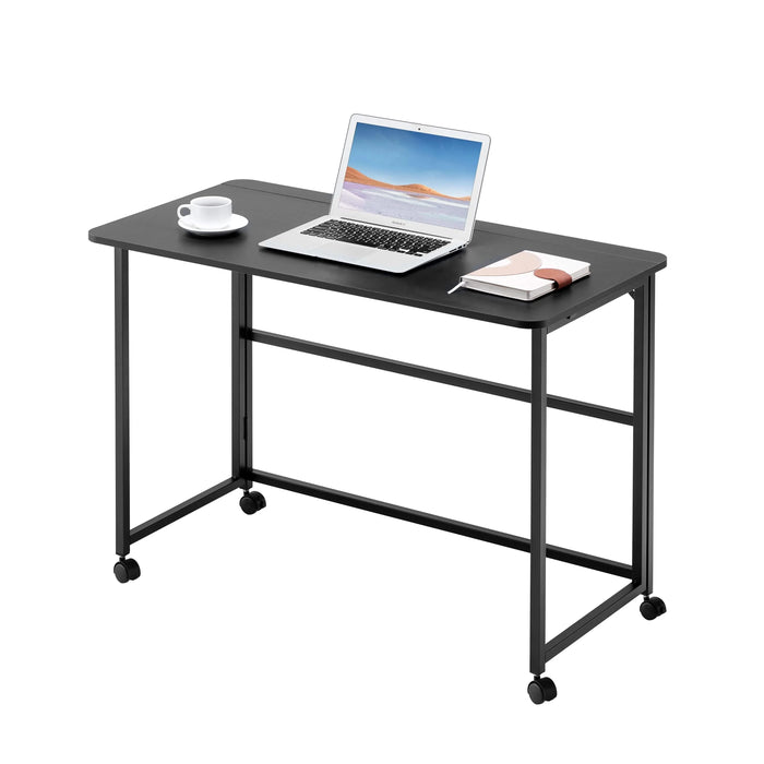Folding Desk Small Foldable Desk for Small Space, 39.37 Inches Writing Computer Desk in Study, Home Office Foldable Office Desk for Bedroom 100*50,black Default -DTYStore