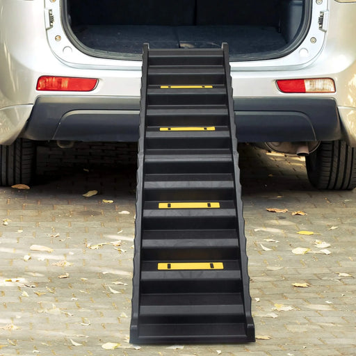 Folding Pet Ramp, Dog Ramp for Cars SUV, Vehicle Stairs Ladder with Nonslip Mats and Rubber Feet, Pets of All Sizes, Portable, Black Default -DTYStore