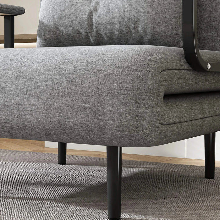 Folding Sofa Bed 5-in-1 Convertible Chair with Adjustable Backrest and Pillow, Grey Flannelette, Compact Design Default -DTYStore