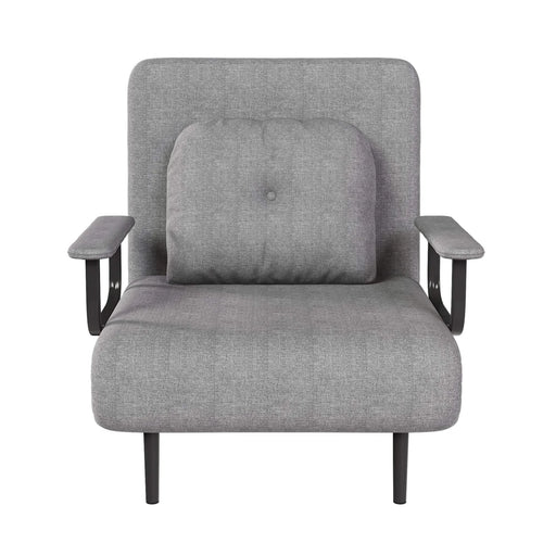 Folding Sofa Bed 5-in-1 Convertible Chair with Adjustable Backrest and Pillow, Grey Flannelette, Compact Design Default -DTYStore