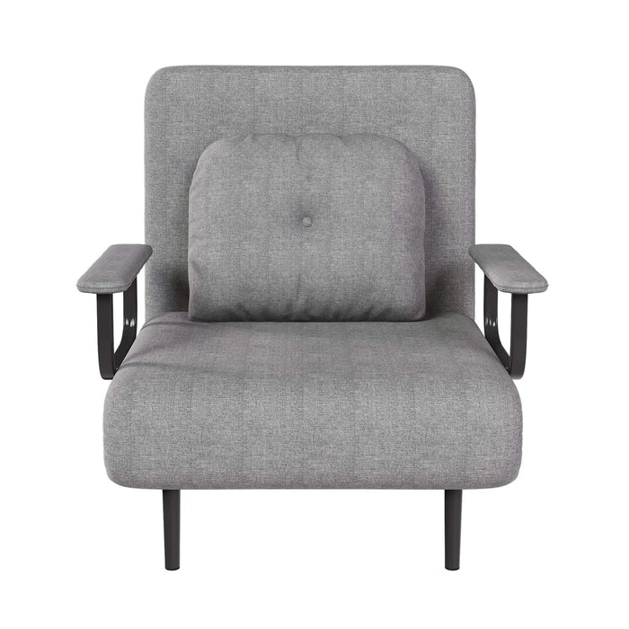 Folding Sofa Bed 5-in-1 Convertible Chair with Adjustable Backrest and Pillow, Grey Flannelette, Compact Design Default -DTYStore