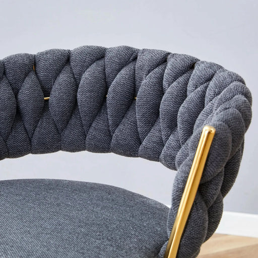 Four-piece rotating swivel chair, black cotton and linen soft seat surface, golden metal legs, rust-proof and wear-resistant, suitable for high tables in restaurants/bars Default -DTYStore