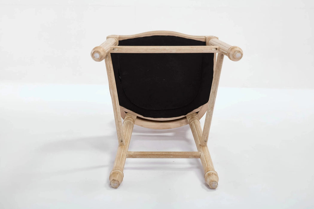 French Country 30'' Height Bar Chairs Set of 2, Upholstered Chairs with Nature Rattan Round Back, Wire drawing and carving techniques , for Living Room, Kitchen , Restaurant Use, Beige Default -DTYStore