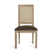 French Country Dining Chair Set with Upholstered Seats and Cane Backrest in Brown Fabric Default -DTYStore