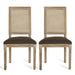 French Country Dining Chair Set with Upholstered Seats and Cane Backrest in Brown Fabric Default -DTYStore