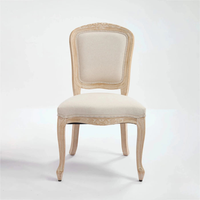 French Country Dining Chairs Set of 2, Upholstered Chairs with Fan-shaped Back, Wire drawing and carving techniques ,Disassemblable , for Living Room, Kitchen , Restaurant Use, Beige Default -DTYStore