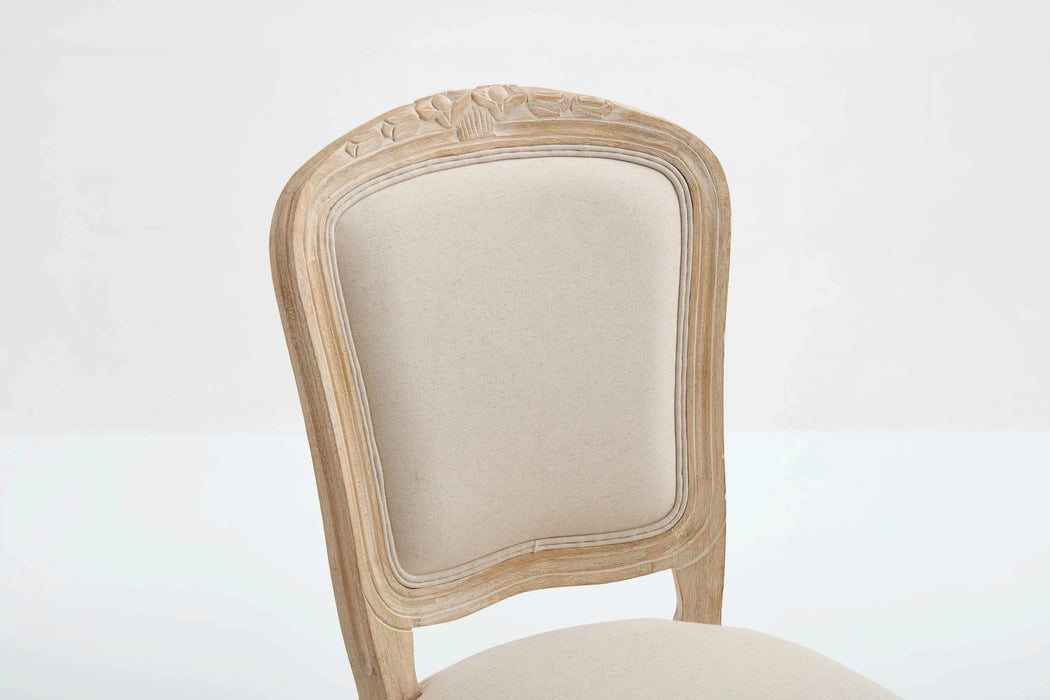 French Country Dining Chairs Set of 2, Upholstered Chairs with Fan-shaped Back, Wire drawing and carving techniques ,Disassemblable , for Living Room, Kitchen , Restaurant Use, Beige Default -DTYStore
